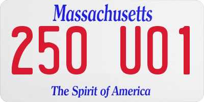MA license plate 250UO1