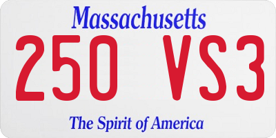 MA license plate 250VS3