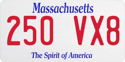 MA license plate 250VX8