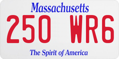 MA license plate 250WR6