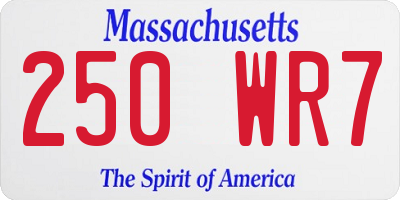 MA license plate 250WR7