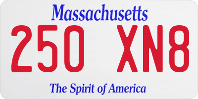 MA license plate 250XN8