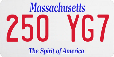 MA license plate 250YG7