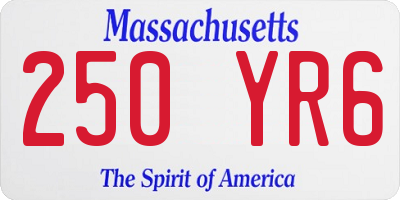 MA license plate 250YR6