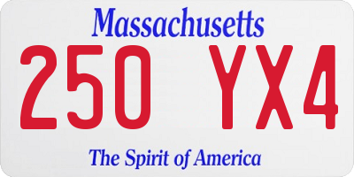 MA license plate 250YX4