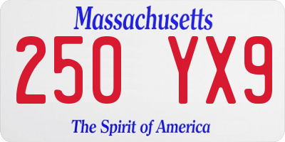 MA license plate 250YX9
