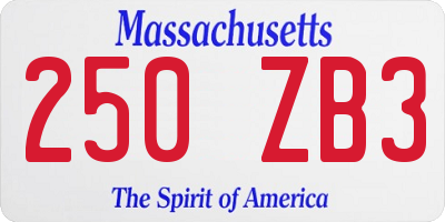 MA license plate 250ZB3