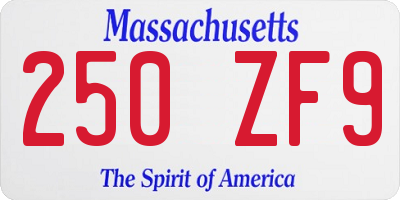 MA license plate 250ZF9