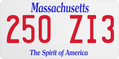 MA license plate 250ZI3