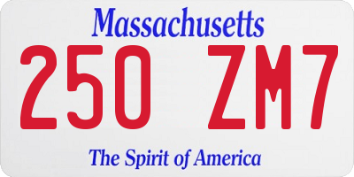 MA license plate 250ZM7
