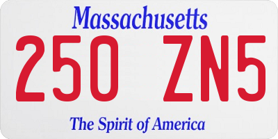 MA license plate 250ZN5