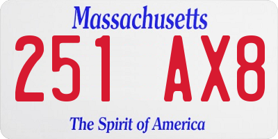 MA license plate 251AX8