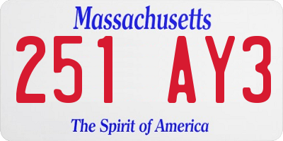 MA license plate 251AY3