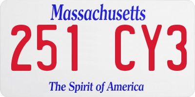 MA license plate 251CY3