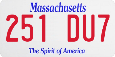 MA license plate 251DU7