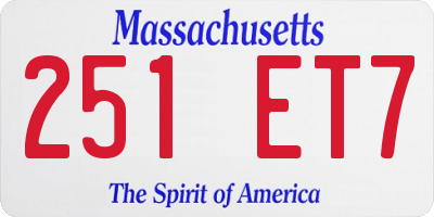 MA license plate 251ET7