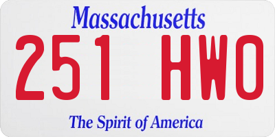MA license plate 251HW0