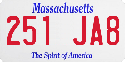 MA license plate 251JA8