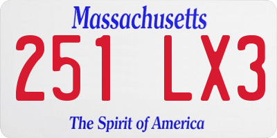 MA license plate 251LX3