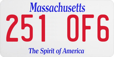 MA license plate 251OF6