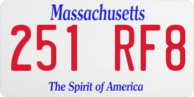 MA license plate 251RF8