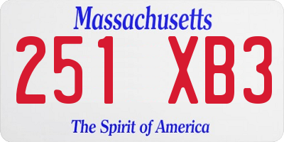 MA license plate 251XB3