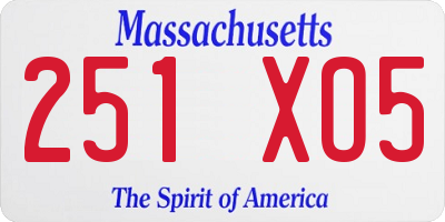 MA license plate 251XO5