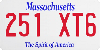 MA license plate 251XT6