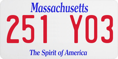 MA license plate 251YO3