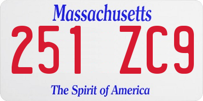 MA license plate 251ZC9