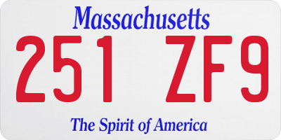 MA license plate 251ZF9