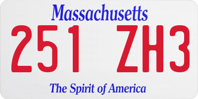 MA license plate 251ZH3