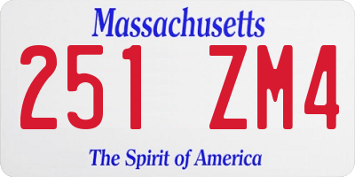 MA license plate 251ZM4