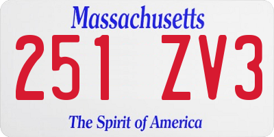 MA license plate 251ZV3