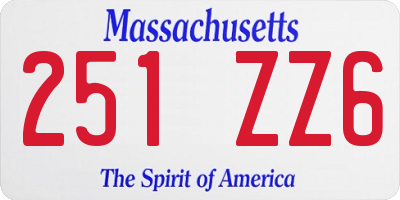MA license plate 251ZZ6