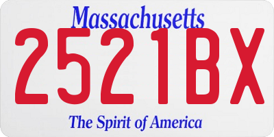 MA license plate 2521BX