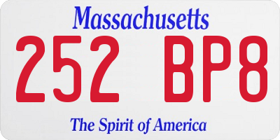 MA license plate 252BP8