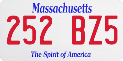 MA license plate 252BZ5