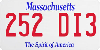 MA license plate 252DI3