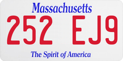 MA license plate 252EJ9