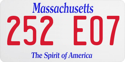 MA license plate 252EO7