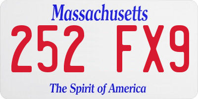 MA license plate 252FX9