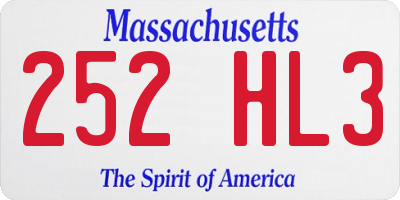 MA license plate 252HL3