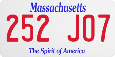MA license plate 252JO7