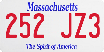 MA license plate 252JZ3