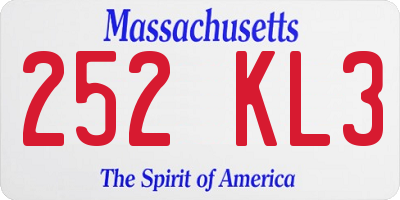 MA license plate 252KL3
