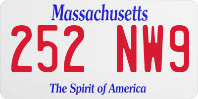 MA license plate 252NW9