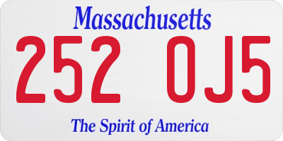 MA license plate 252OJ5