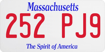 MA license plate 252PJ9