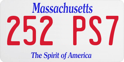 MA license plate 252PS7
